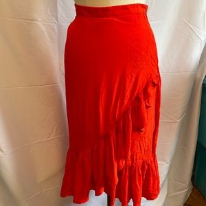 H&M red ruffle skirt size 6